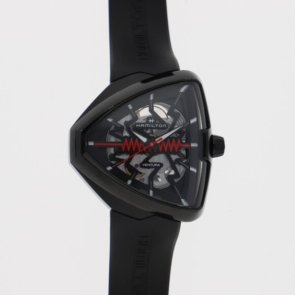 HAMILTON Ventura Black Skeleton SS/rubber AT - Picture 1 of 10